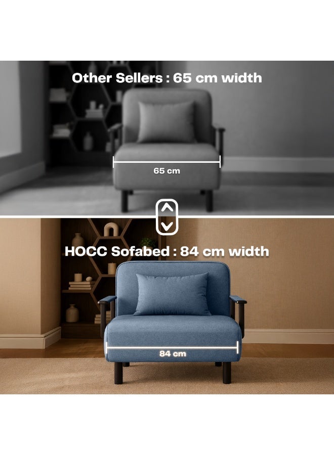 HOCC 5 in 1 Foldable Sofa Bed - Convertible Chair Cough Recliner Loungue Bed (Lake Blue) - Image 2